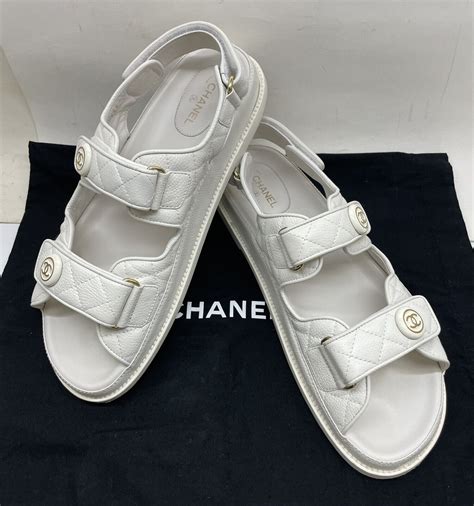 chanel dad sandal white